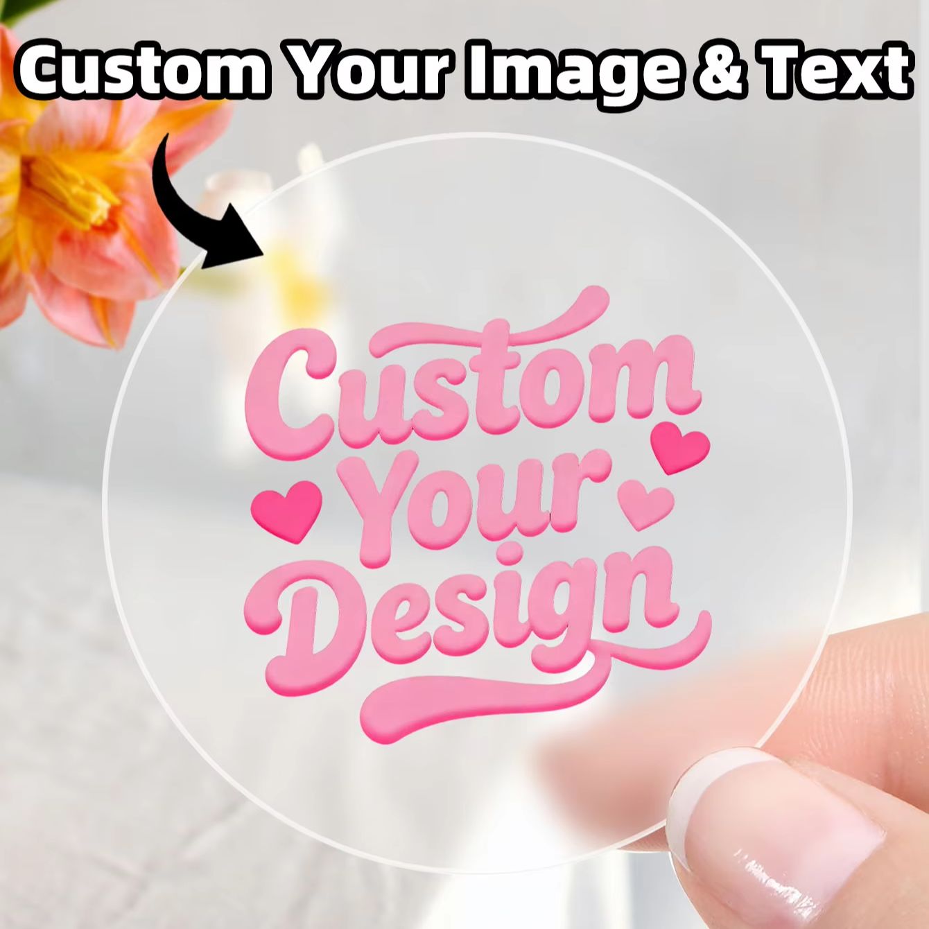 Candle Souvenir - 1-90개 맞춤형 원형 투명 스티커 (쿠키병,