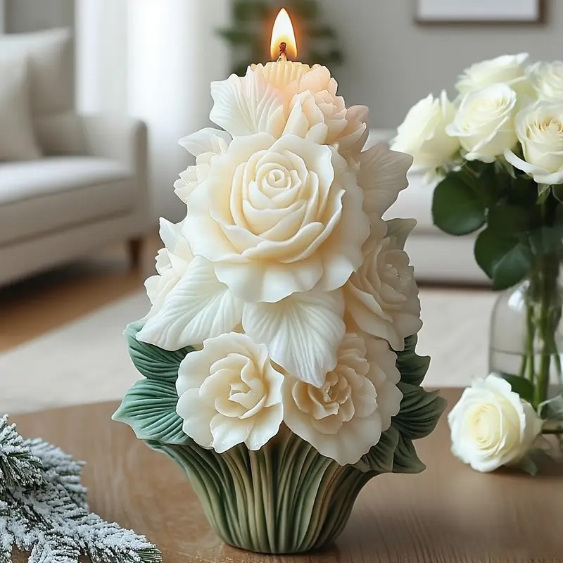장미나무 양초 몰드, 우아한 흰색 꽃 디자인, 가정 장 - Candle Souvenir 리뷰 및 가격